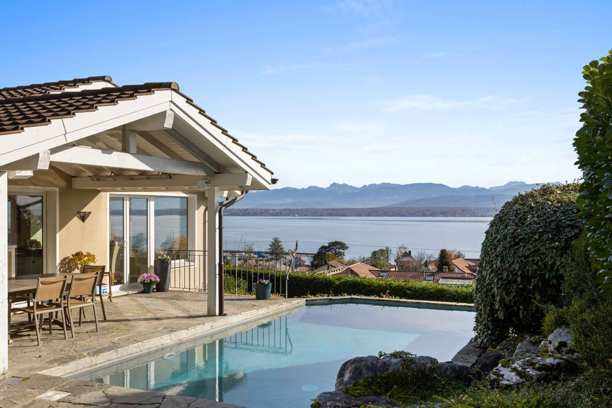 Villa individuelle avec vue panoramique sur le lac et les Alpes