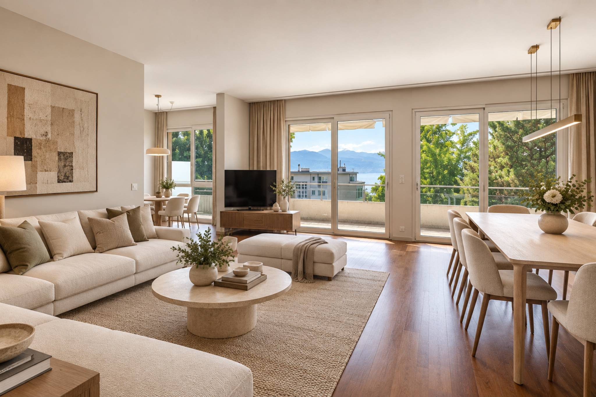 Dans un quartier calme, bel appartement avec vue sur le lac 